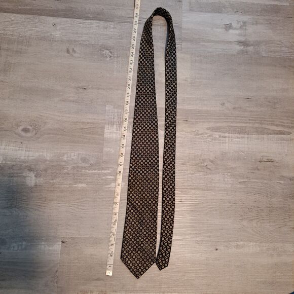 Valerio Garati Woven Geometric Blue Tan Woven Polyester Tie - Picture 4 of 4